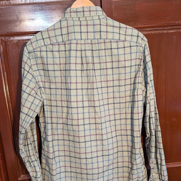 J Crew 100% Cotton Oxford Green Plaid Shirt - M Slim - Picture 3 of 5